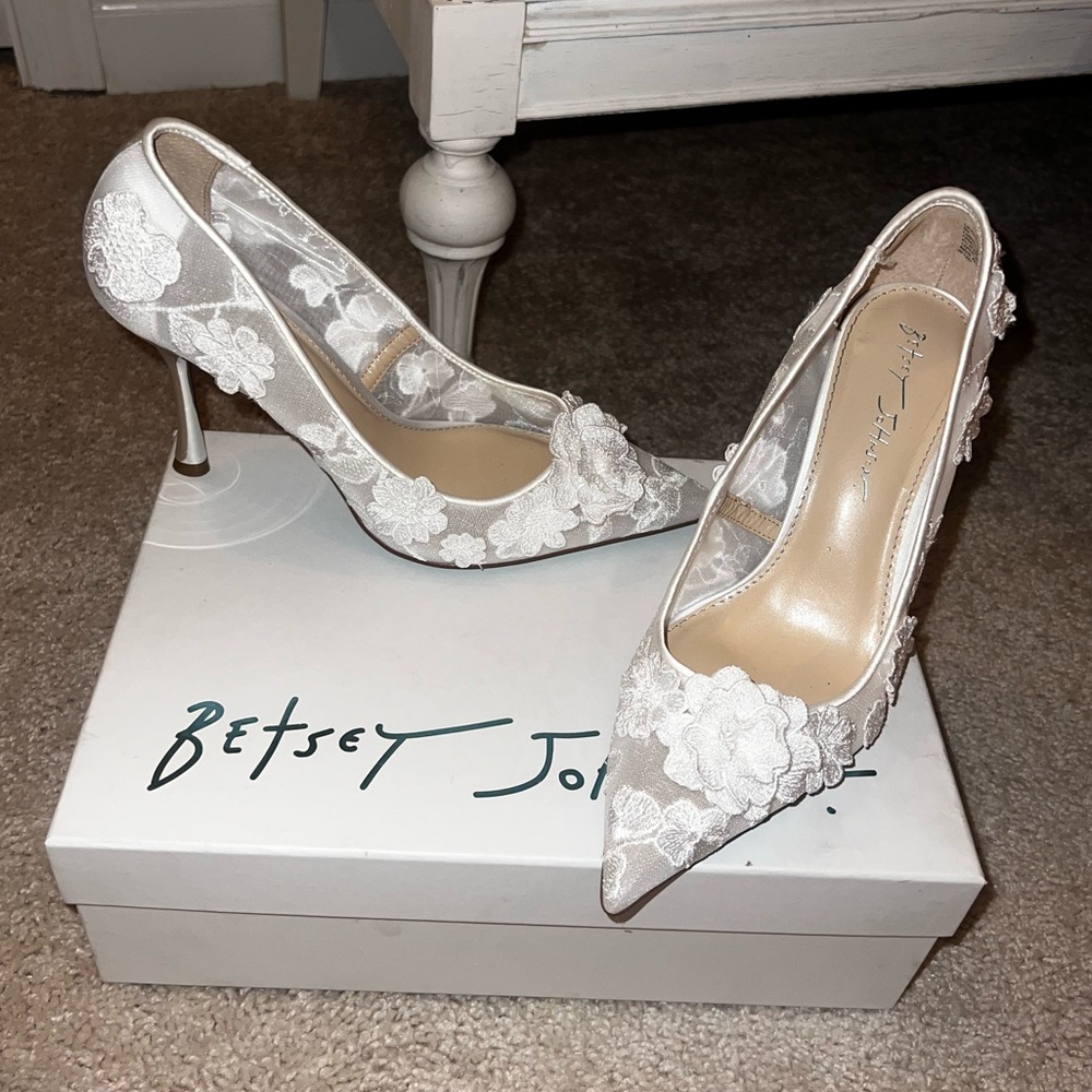 Betsey Johnson White Wedding Heels